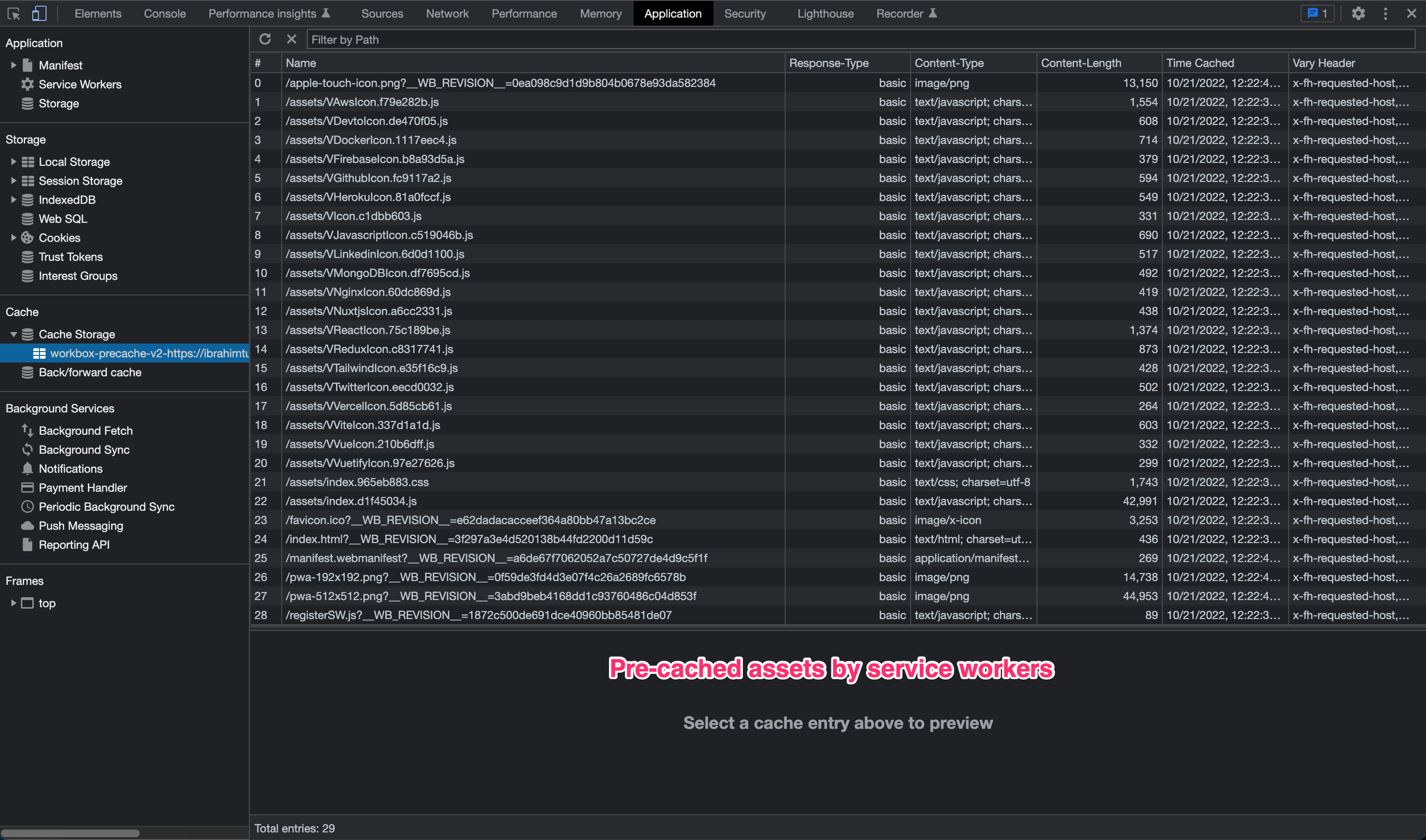 precached files
